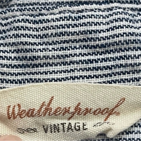 Weatherproof Vintage Striped Washable Linen Tie Front Shirt Blue & White Large - Picture 9 of 11